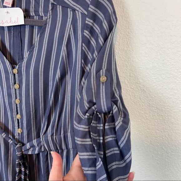 Isabel Maternity Dress Women's Size Small Gray White Stripe New Oversize Slouchy - Picture 5 of 13